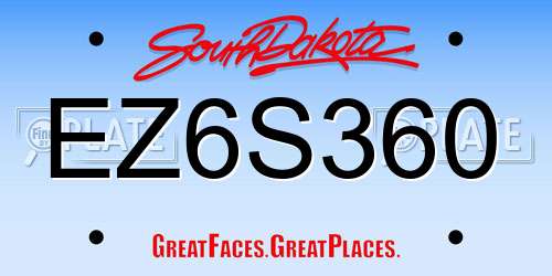 EZ6S360 South Dakota License Plate
