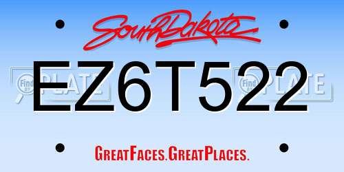EZ6T522 South Dakota License Plate