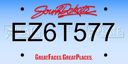 EZ6T577 South Dakota License Plate