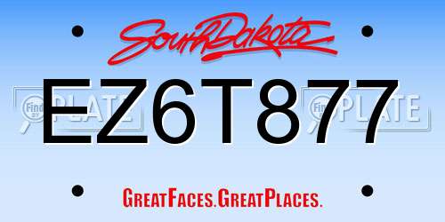 EZ6T877 South Dakota License Plate