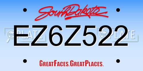 EZ6Z522 South Dakota License Plate