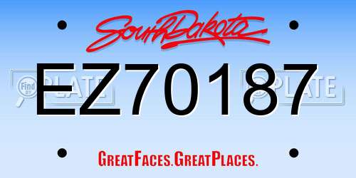 EZ70187 South Dakota License Plate