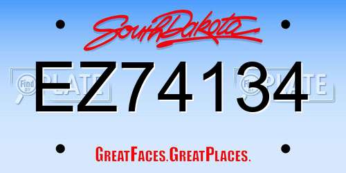 EZ74134 South Dakota License Plate
