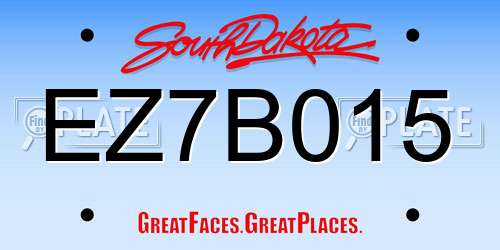 EZ7B015 South Dakota License Plate