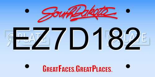 EZ7D182 South Dakota License Plate