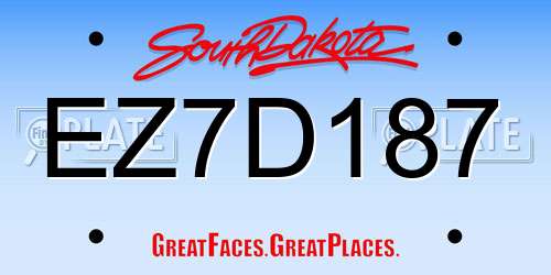EZ7D187 South Dakota License Plate