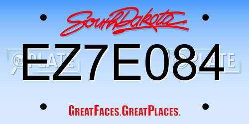 EZ7E084 South Dakota License Plate