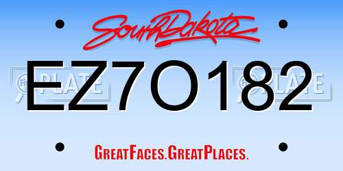 EZ7O182 South Dakota License Plate