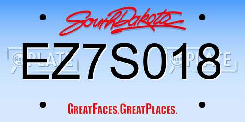 EZ7S018 South Dakota License Plate