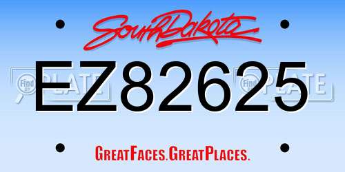 EZ82625 South Dakota License Plate