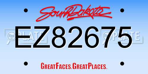 EZ82675 South Dakota License Plate