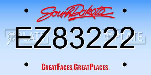 EZ83222 South Dakota License Plate