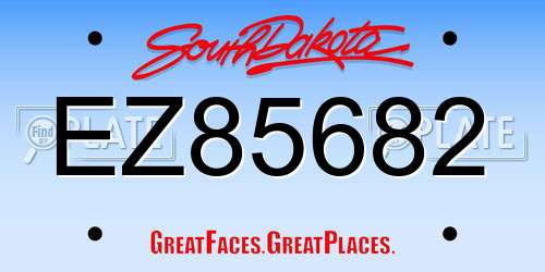EZ85682 South Dakota License Plate