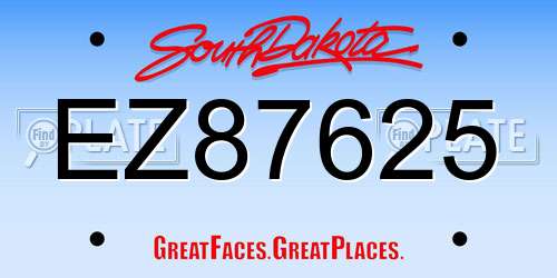 EZ87625 South Dakota License Plate