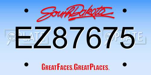 EZ87675 South Dakota License Plate