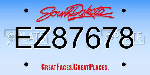 EZ87678 South Dakota License Plate