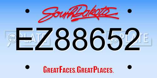 EZ88652 South Dakota License Plate
