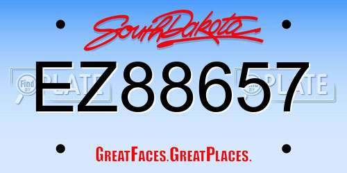 EZ88657 South Dakota License Plate