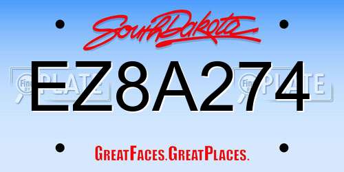 EZ8A274 South Dakota License Plate