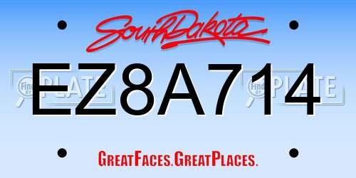 EZ8A714 South Dakota License Plate