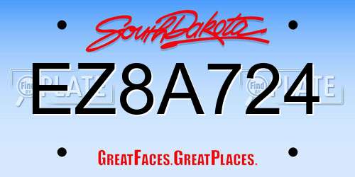 EZ8A724 South Dakota License Plate