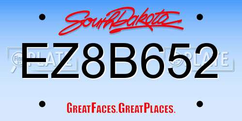 EZ8B652 South Dakota License Plate