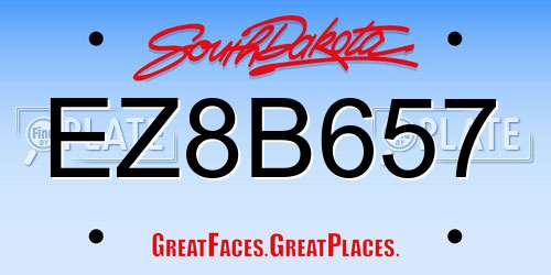 EZ8B657 South Dakota License Plate