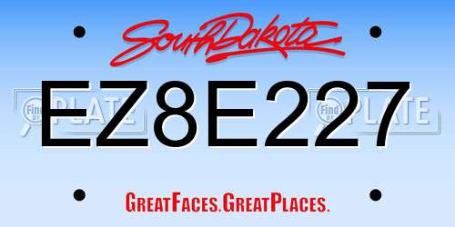 EZ8E227 South Dakota License Plate