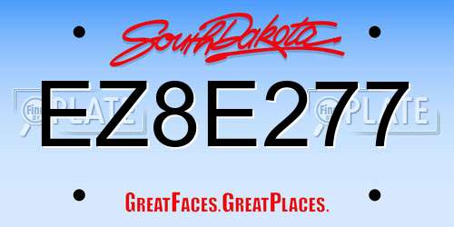 EZ8E277 South Dakota License Plate