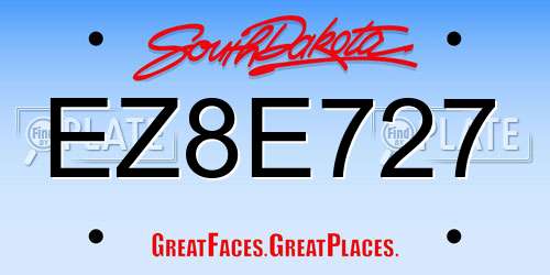 EZ8E727 South Dakota License Plate