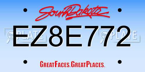 EZ8E772 South Dakota License Plate