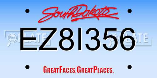 EZ8I356 South Dakota License Plate