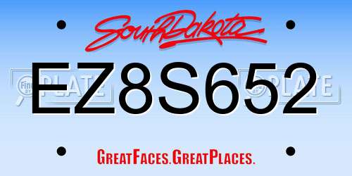 EZ8S652 South Dakota License Plate