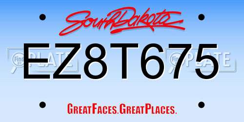 EZ8T675 South Dakota License Plate