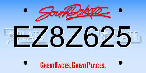 EZ8Z625 South Dakota License Plate
