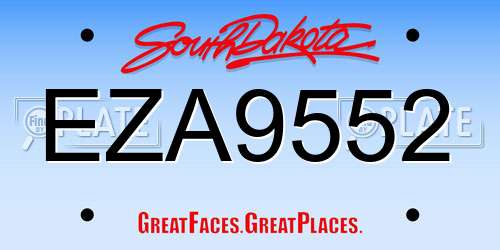 EZA9552 South Dakota License Plate