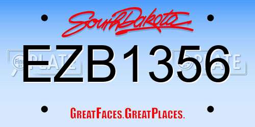EZB1356 South Dakota License Plate