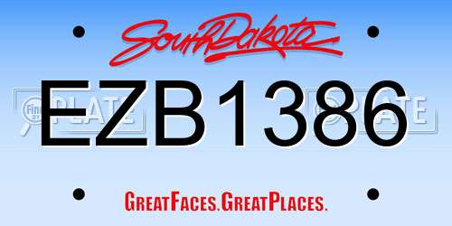 EZB1386 South Dakota License Plate