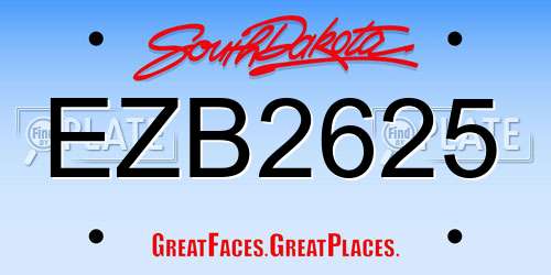 EZB2625 South Dakota License Plate