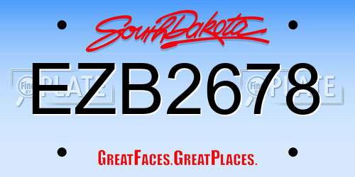 EZB2678 South Dakota License Plate