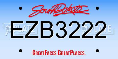 EZB3222 South Dakota License Plate