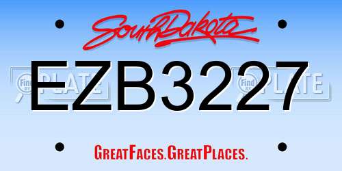 EZB3227 South Dakota License Plate