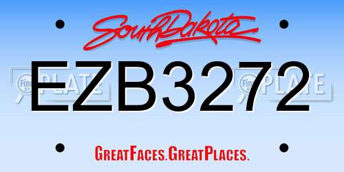 EZB3272 South Dakota License Plate