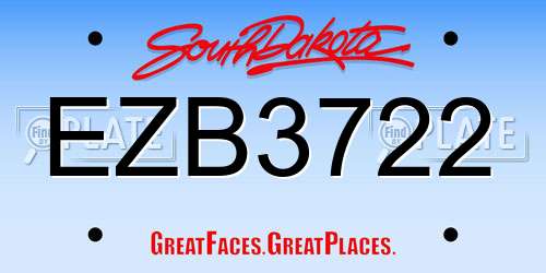 EZB3722 South Dakota License Plate