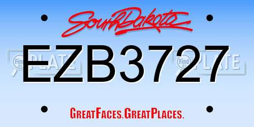 EZB3727 South Dakota License Plate