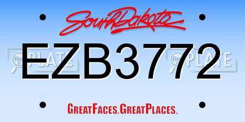 EZB3772 South Dakota License Plate