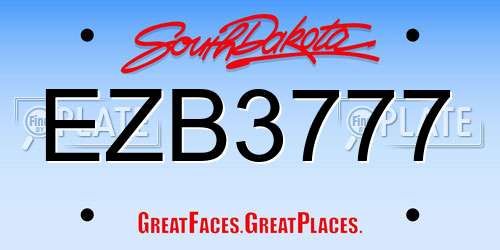 EZB3777 South Dakota License Plate