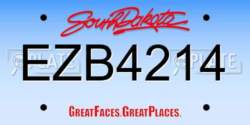 EZB4214 South Dakota License Plate