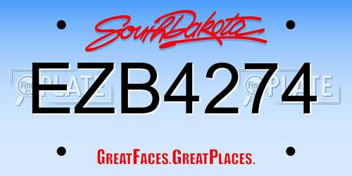 EZB4274 South Dakota License Plate
