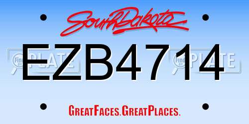 EZB4714 South Dakota License Plate
